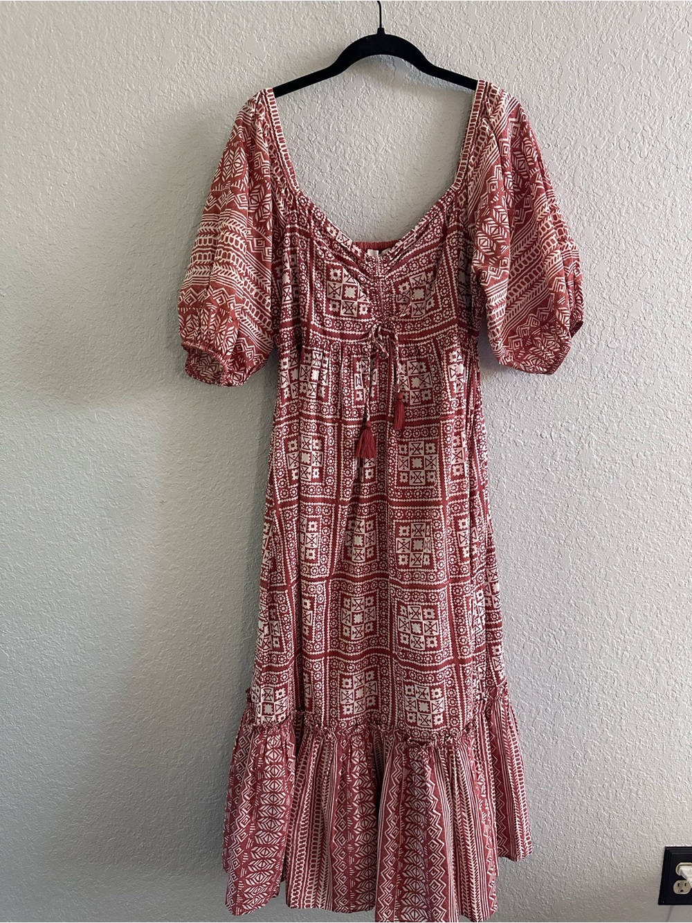 Cleobella Joely Midi Dress Terracotta and Ivory Southwestern Geometric Print - Picture 2 of 12
